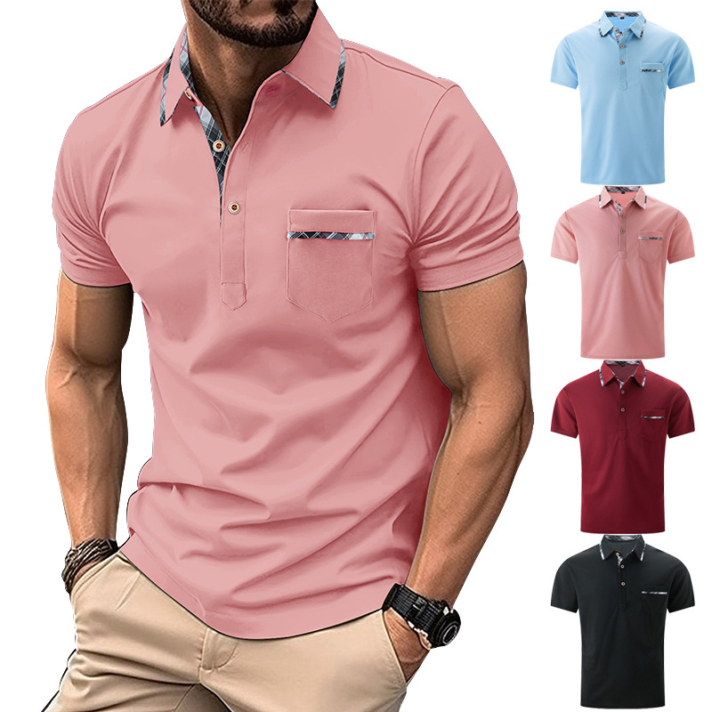 New Arrivals S-3XL Solid Men's Casual Polo Shirts Factory Button up Collar Leisure Style Shorts Sleeve Polo Shirts for Men