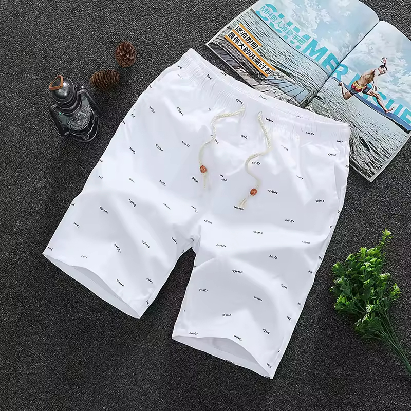 100% Cotton Men's Board Shorts Breathable Eco-Friendly Summer Casual Elastic Waist Custom Logo ODM OEM Blank Plus Size