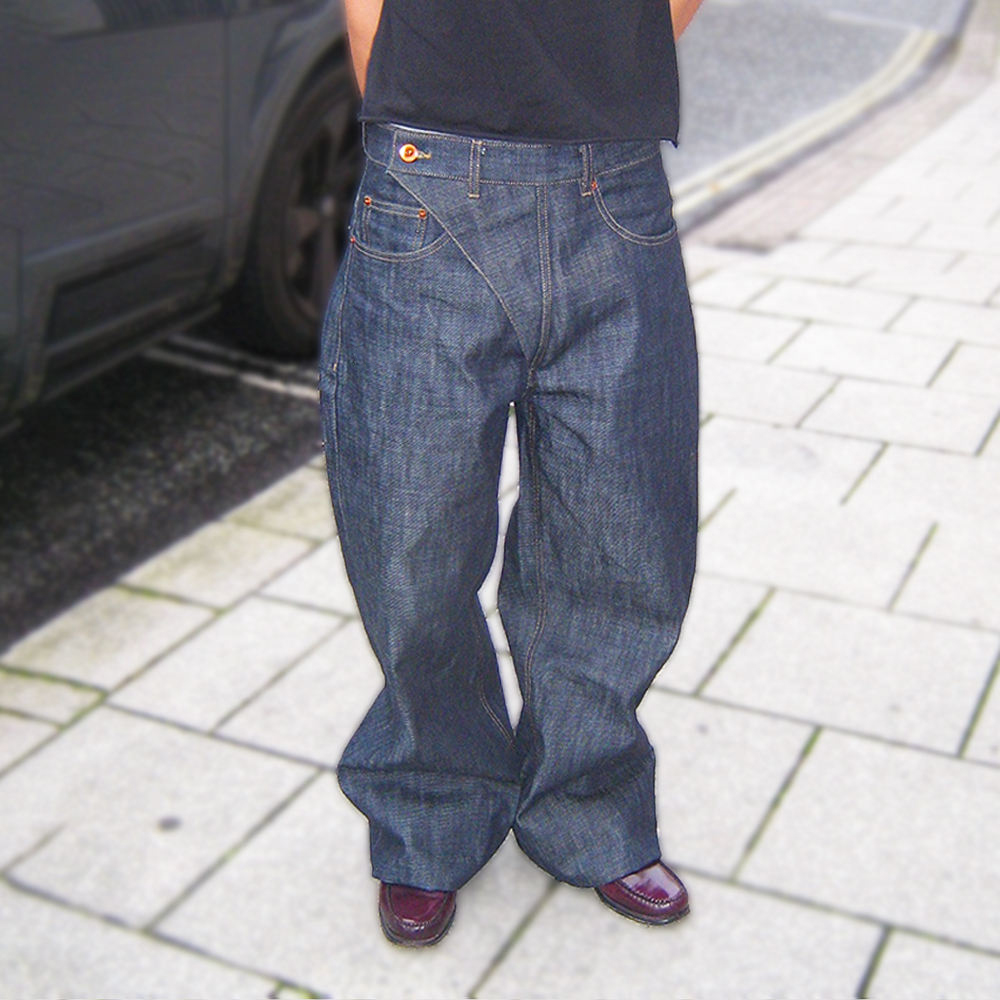 Japanese Denim Raw Fabric Selvedge Jeans for Men Factory Custom Wide Leg Baggy Denim Baggy Jeans Men