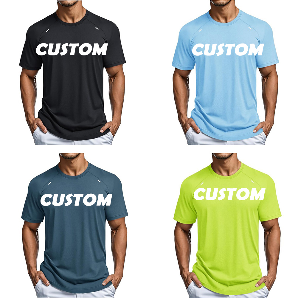 Custom Men's Cool Fabric Workout Sportswear Gym T Shirt Quick Dry Loose Crew Neck Short Sleeves Breathable for Running Fitness