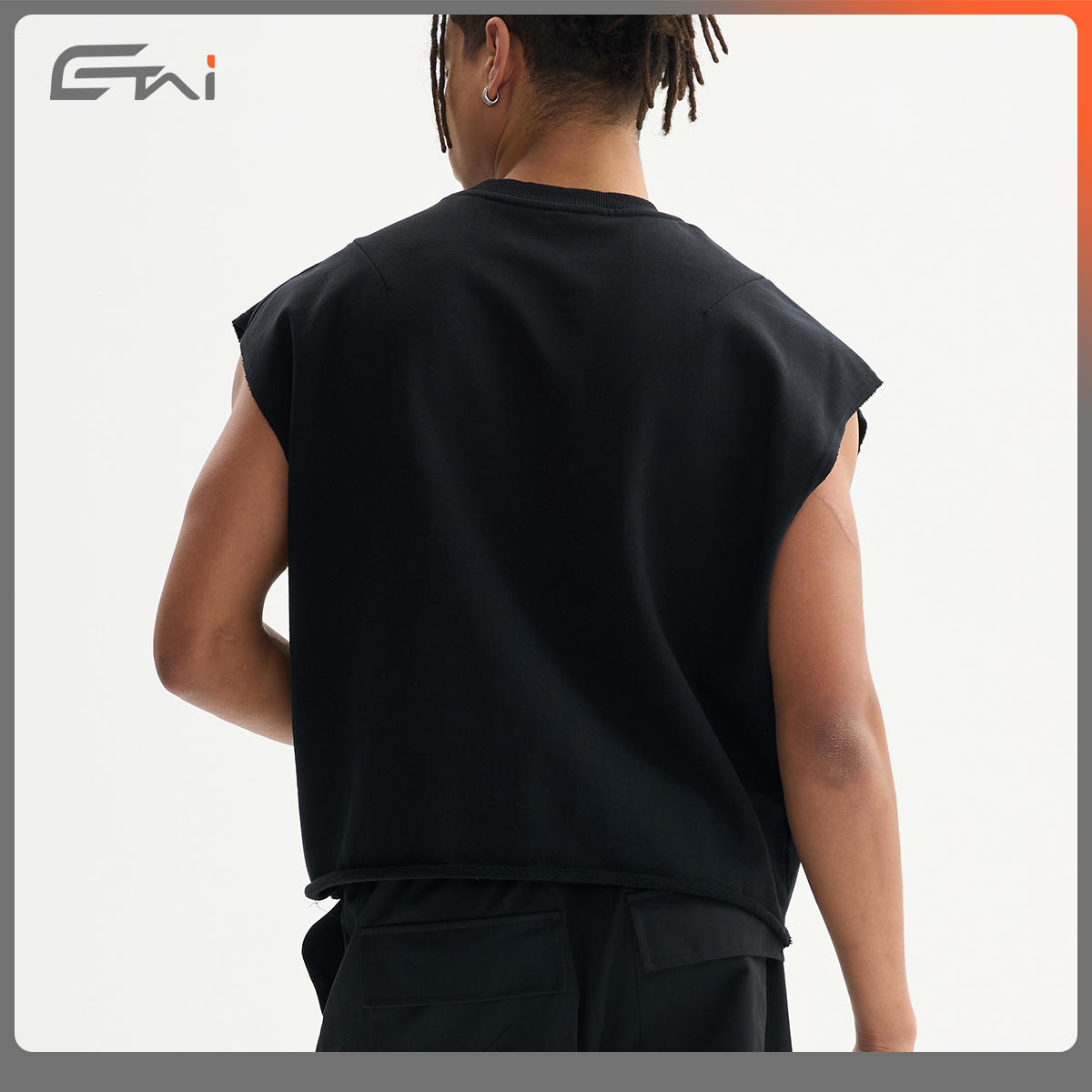 Heavyweight 340 Gsm Boxy Fit Sleeveless T Shirt Oversized Cropped Vest Custom logo Raw Edge French Terry Tank Top Men