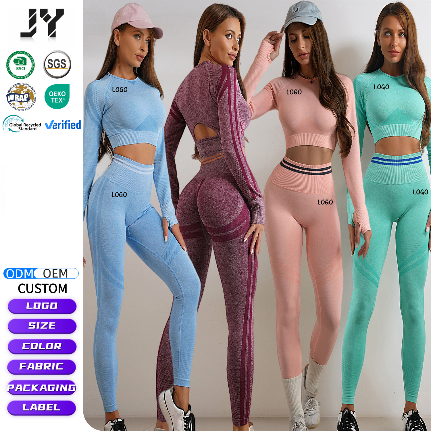 JY Seamless Yoga Set Women 2 Piece Gym Activewear High Waist Leggings Sports Bra Fitness Wear ODM OEM Wholesale for Women Yoga