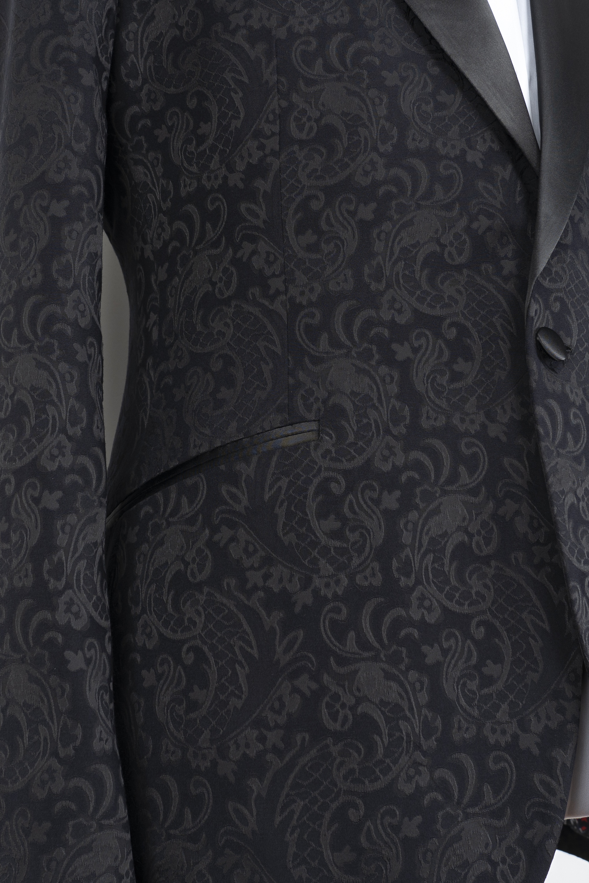 Made Custom Tailored Bespoke MTM High End Groom Men's Black Satin Jacquard Suits Tuxedo Formal Wedding Blazers for Groom
