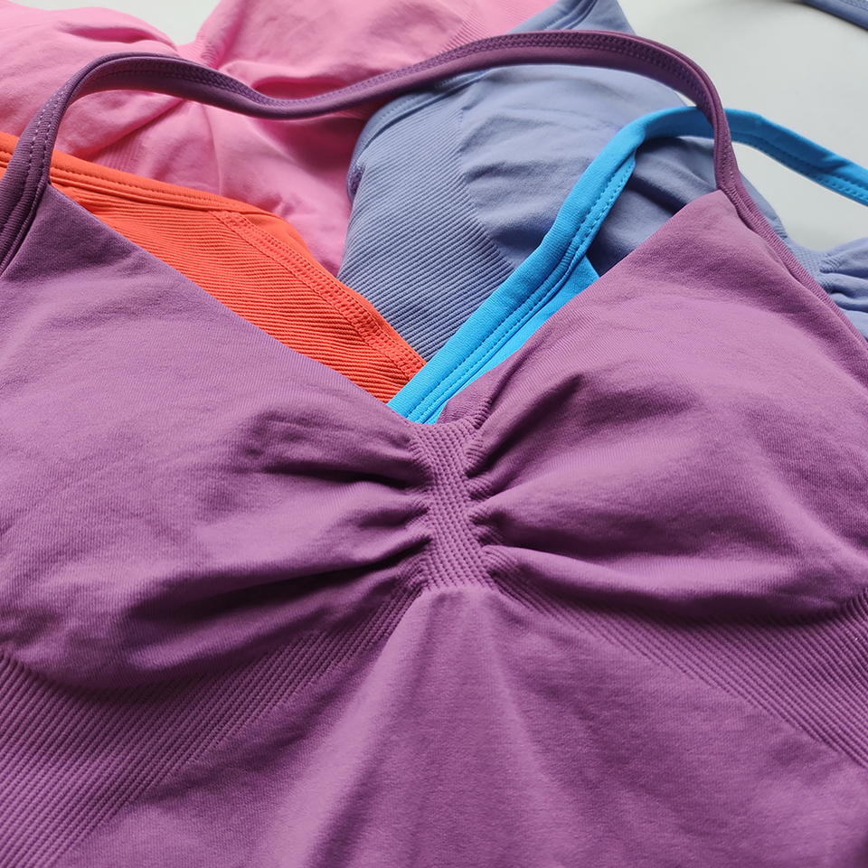 ARFTE Women's Gym Top Longline Strappy Backless Seamless Recyclable Gym Clothes Scrunch Built-In Bra Removable Cups Yoga Tank