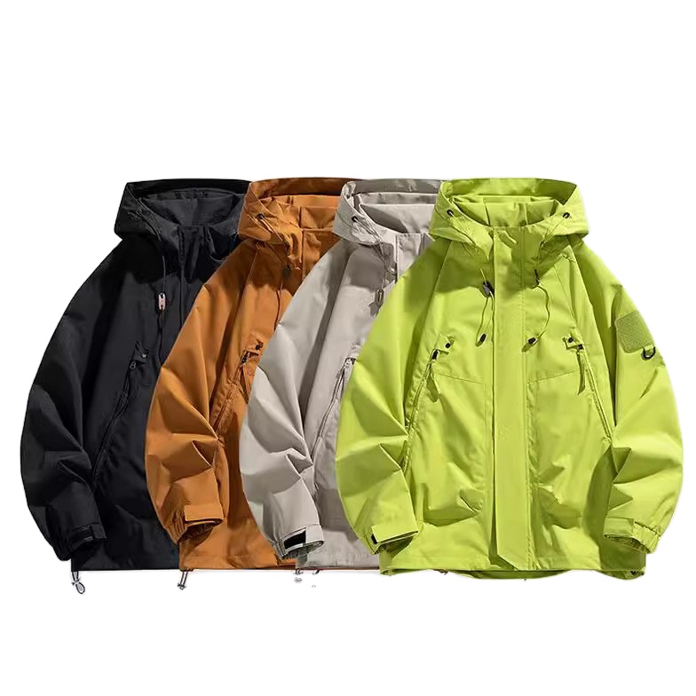 China Bangladesh Factory Price OEM Customized Logo Embroidery Windproof Rainproof Hooded Zipper Casual Outdoor Jacket