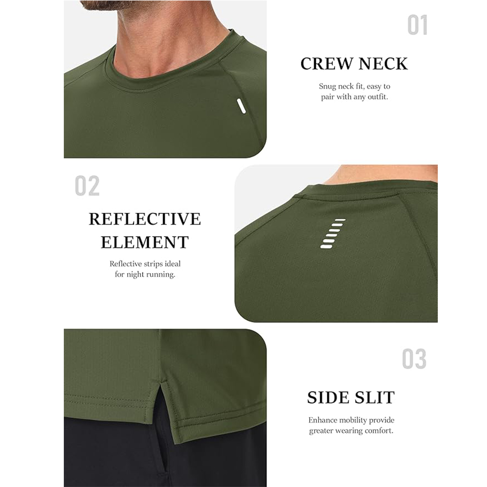 Custom Men's Cool Fabric Workout Sportswear Gym T Shirt Quick Dry Loose Crew Neck Short Sleeves Breathable for Running Fitness