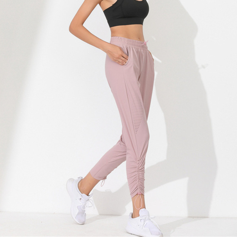 8801 Spring and Autumn Sports Wear Women′ S Loose Beam Running Fitness Closure Pants Quick Drying High Waist Yoga Joggers