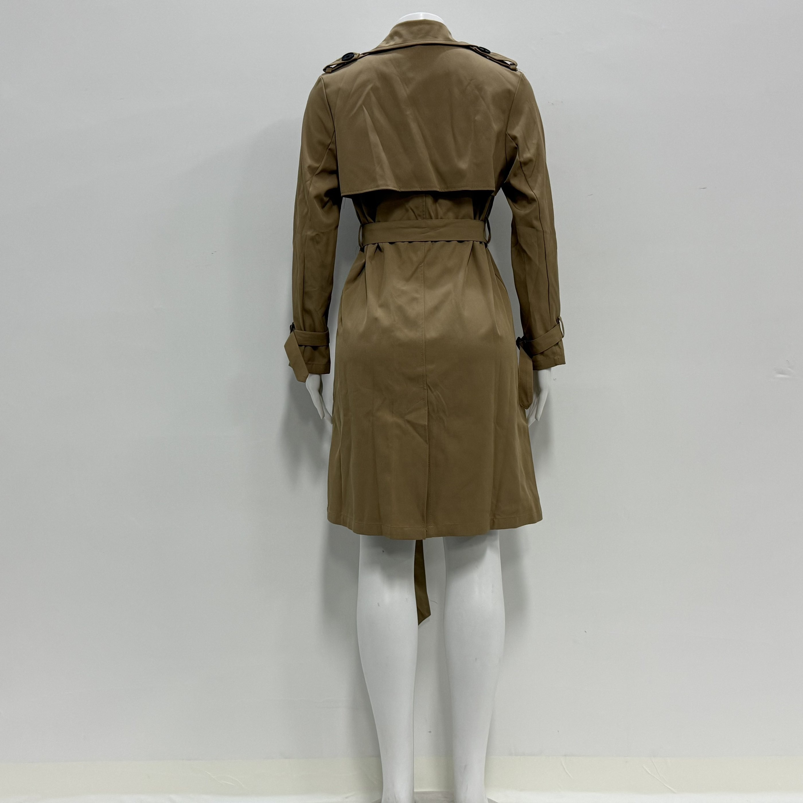Elegant Women's Long Midi Trench Coats Winter Casual Woven Horn Button Closure Polyester Lining Hot Selling Overcoat