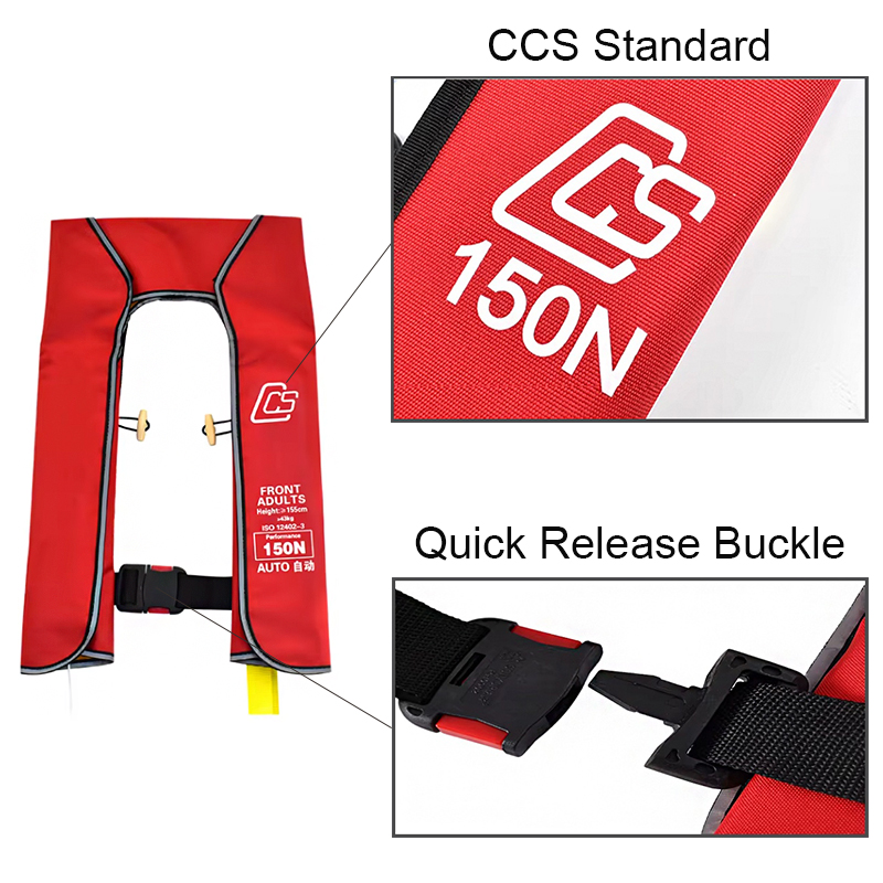 CCS Approved 150N Automatic/ Manual Inflatable Life Jacket Adjustable Buoyancy Rescue Vest For Boating Kayaking Surfing Swimming