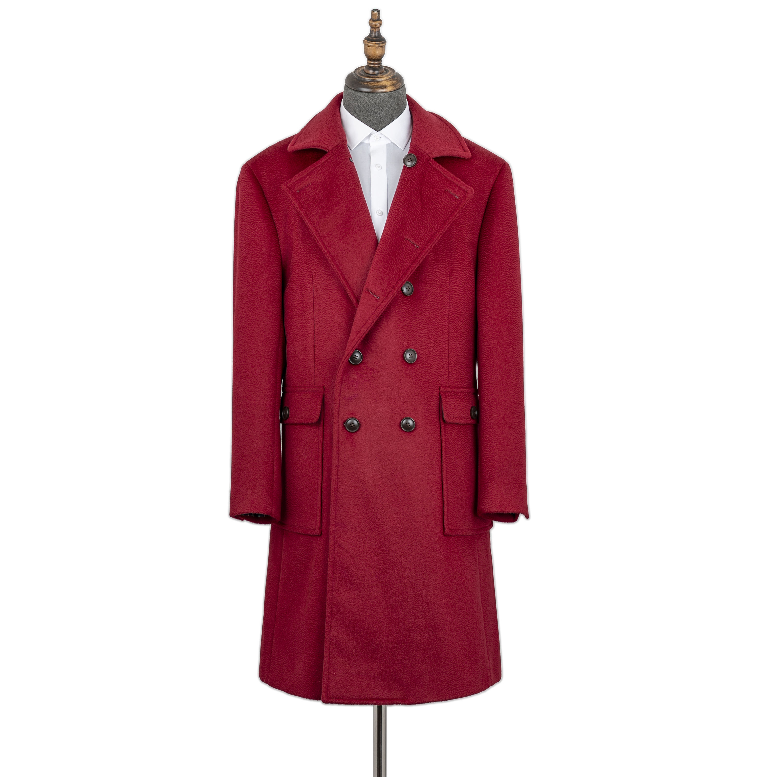 Fashion Autumn Winter Long Mens Coats Custom Slim Fit Double Breasted Wool Casual Overcoat Mens