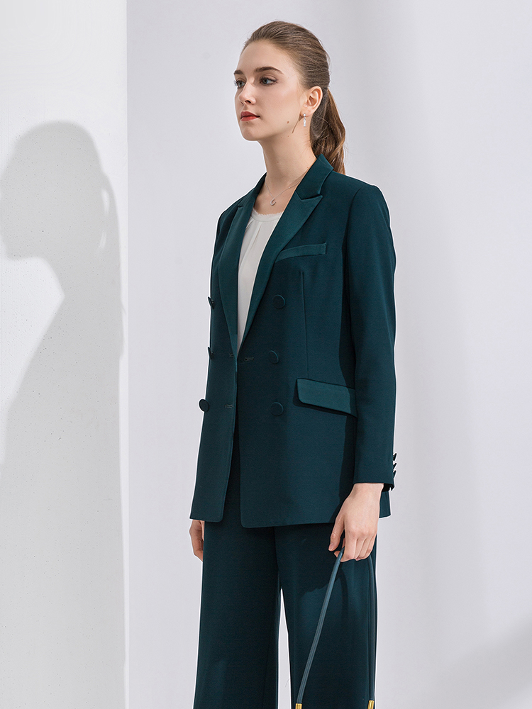 MINZESTYLE Women's Spring Autumn Business Suit Blazer Office Lady Triple Breasted Breathable Polyester Color Blocking Design