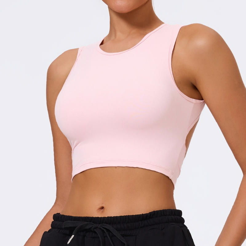 Bulk Women's Brown Backless Crop Quick Dry Tight-fitting Gym Sports Yoga tank Top for Custom logo