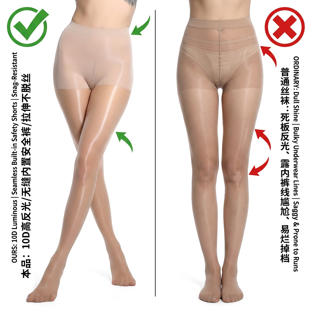 LaJourdin 10D Ultra Thin Oil Shiny Pantyhose Women Sexy Transparent Seamless Tights High Waist Anti-Hook Silk Stocking ForSummer