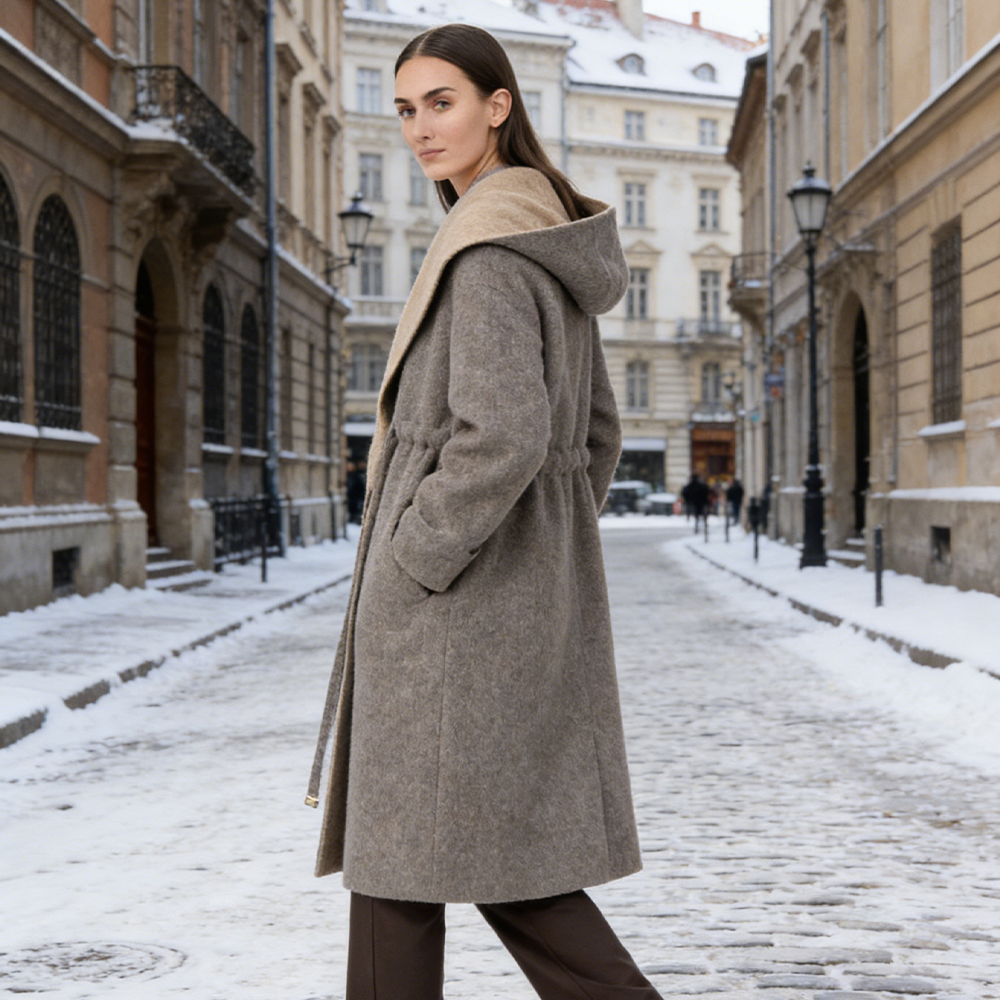 93% Wool 7% Nylon Women's Winter Long Wool Overcoat Hooded Coat for Ladies Warm Original Designs 2000+ Yearly Creations