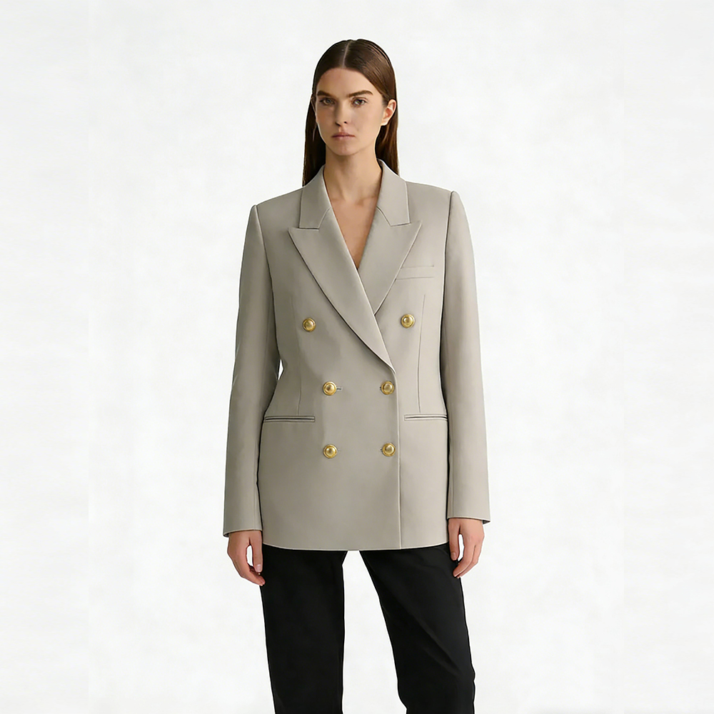 Premium Women's Double-Breasted Blazer - YSL-Style Silhouette &amp; Material, Bulk Order Supported