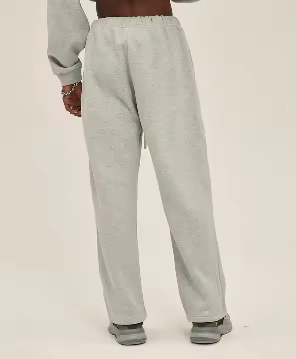 Custom Embroidered Heavy Flare Pants - Wool Blend Jogger Fit Cotton Wide Leg