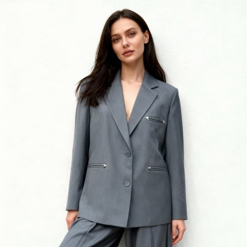 2026 New Women's Long Formal Office Anti-Wrinkle Worsted Fabric Loose-fit Suit Set Women's Suits &amp; Blazers