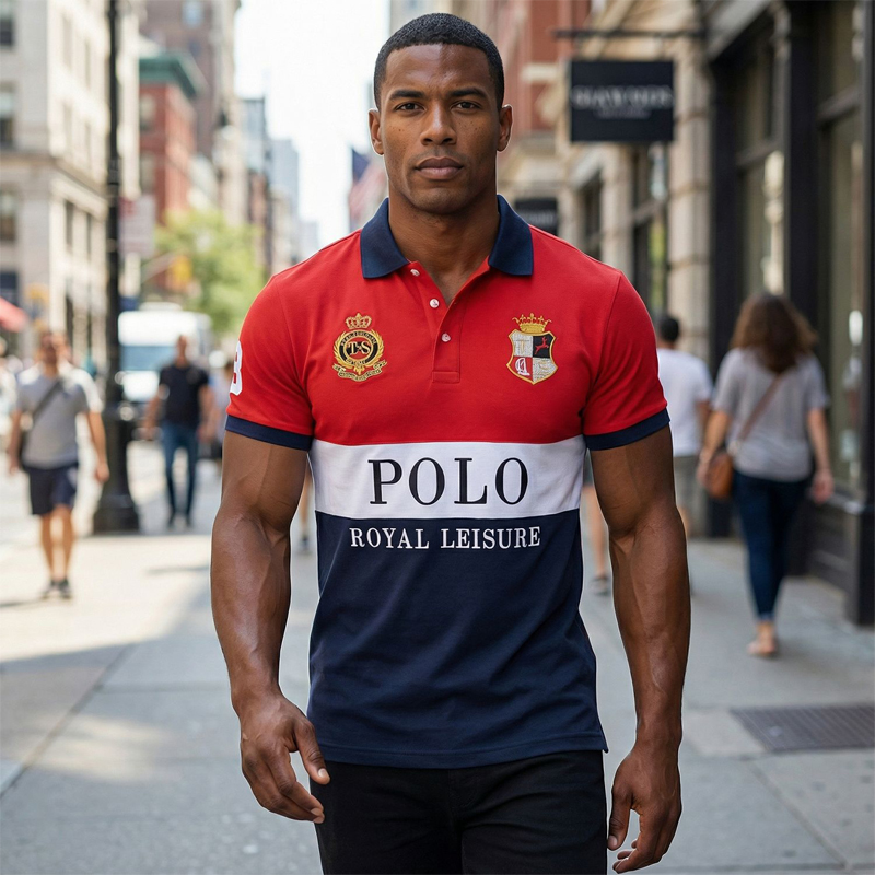 Men's High Quality 100% Cotton Pique Polo Shirts Plus Size 3D Embroidered Sporty Short Sleeve T-Shirts America Style