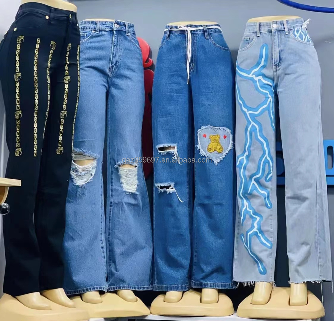 Overstock Apparels Ladies Skinny Denim Cotton Stretch Jean Chinese Stock Lot Women's Trousers Fashion Ladies Jean