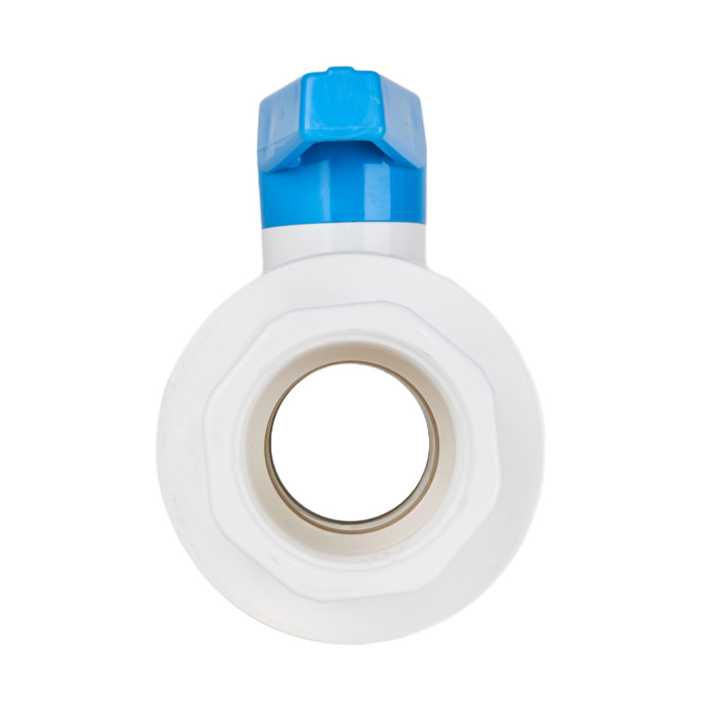 Wholesale 1.1/2'' (50mm)  Plastic PVC 2-piece White Ball Valve Blue with Thread Ends Factory, Factories