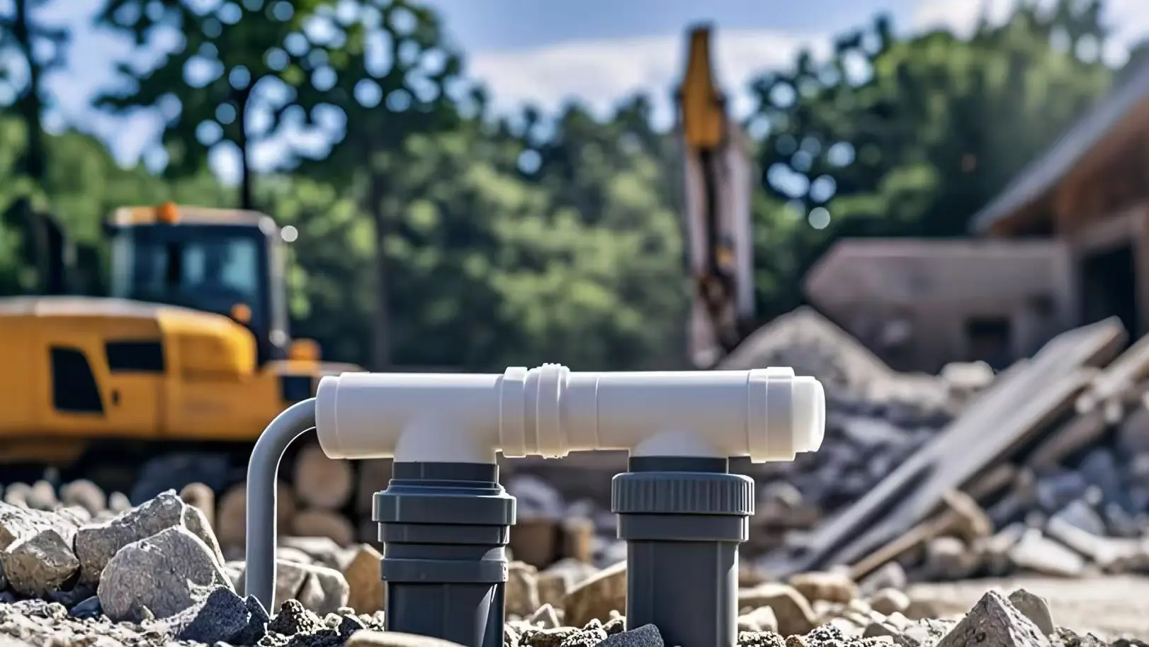 Construction work site industrial pipeline application for Ehao UPVC valves
