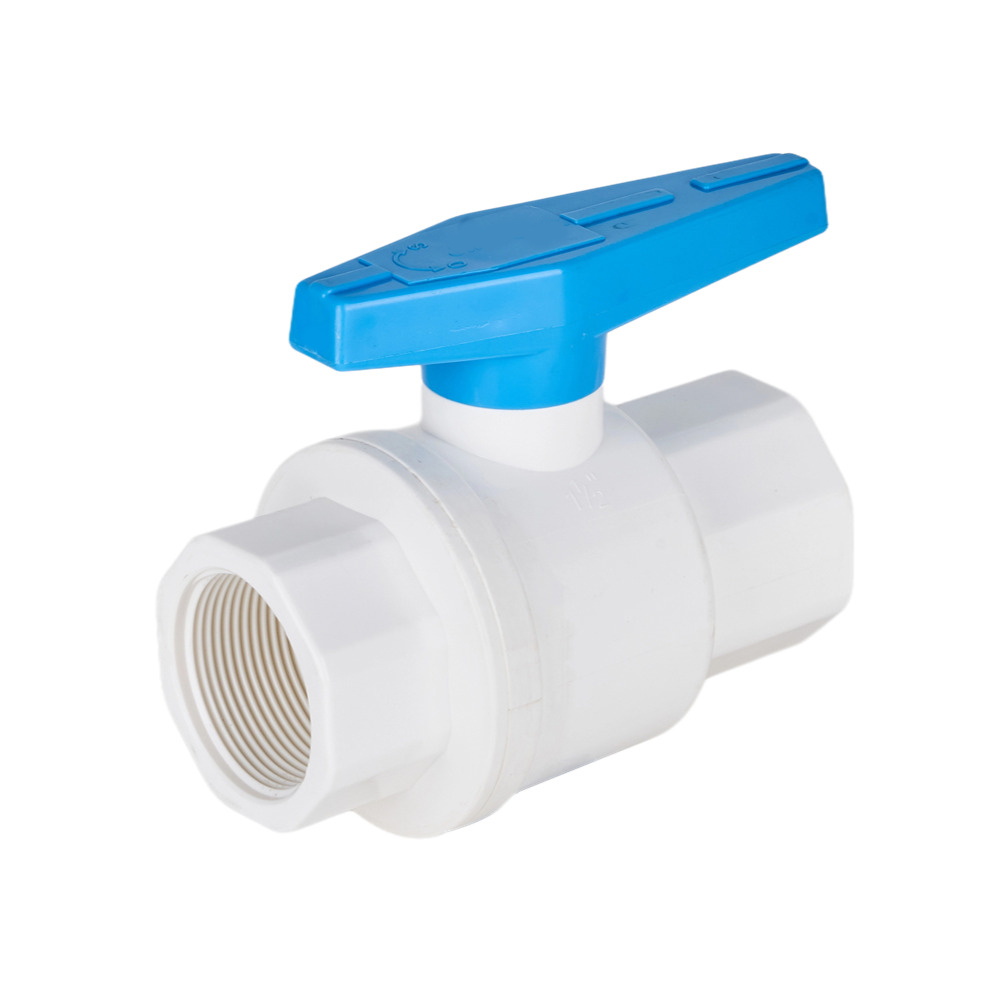 Wholesale 1.1/2'' (50mm)  Plastic PVC 2-piece White Ball Valve Blue with Thread Ends Factory, Factories
