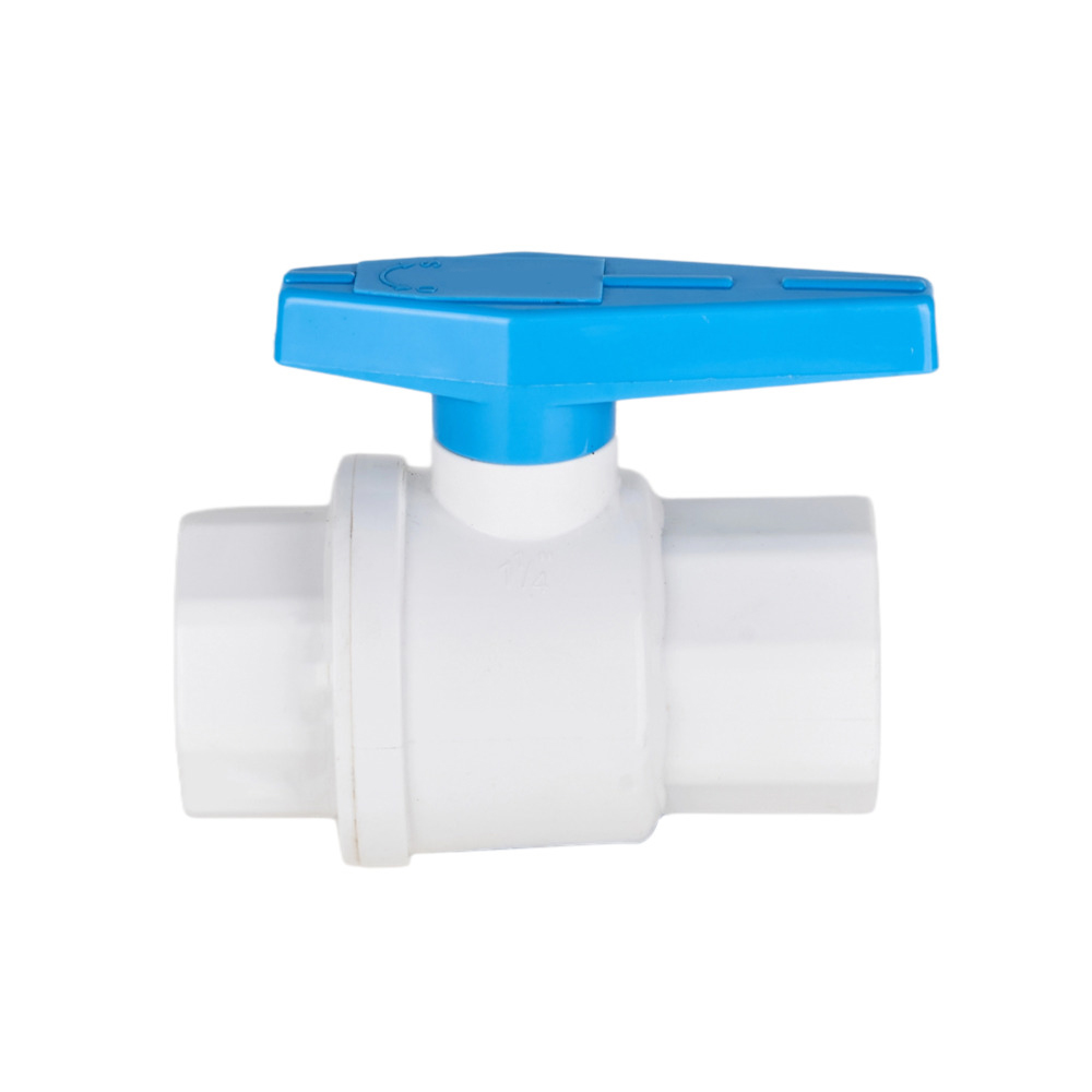 Wholesale 1.1/2'' (50mm)  Plastic PVC 2-piece White Ball Valve Blue with Thread Ends Factory, Factories