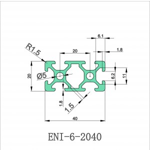 China Industrial aluminum profiles ENI-6-2040 anodized Lightweight materials Frames for display cabinets Automated assembly lines  Factories, Products