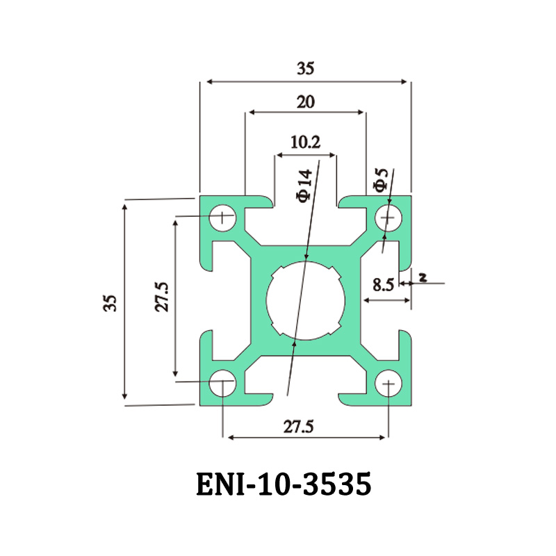 EI Small industrial aluminum profile ENI-10-3535, suitable for lightweight structures or precision equipment frames Product, EI