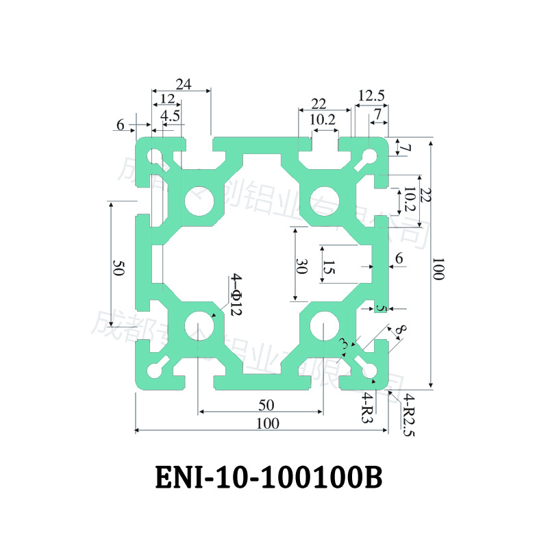 High-Quality  Industrial Aluminum Profile E&I-10-100100B Slot Width 10 Surface Anodizing Large Equipment High Load Capacity Factory, Factories
