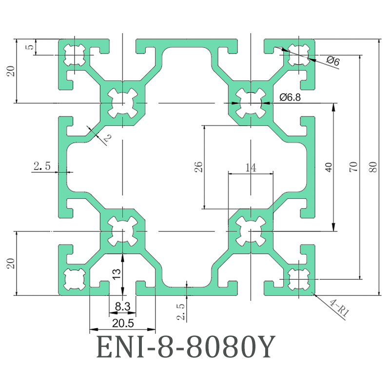 China ENI-8-8080Y heavy-duty industrial aluminum profile, black oxidation shown in the picture Products, Service