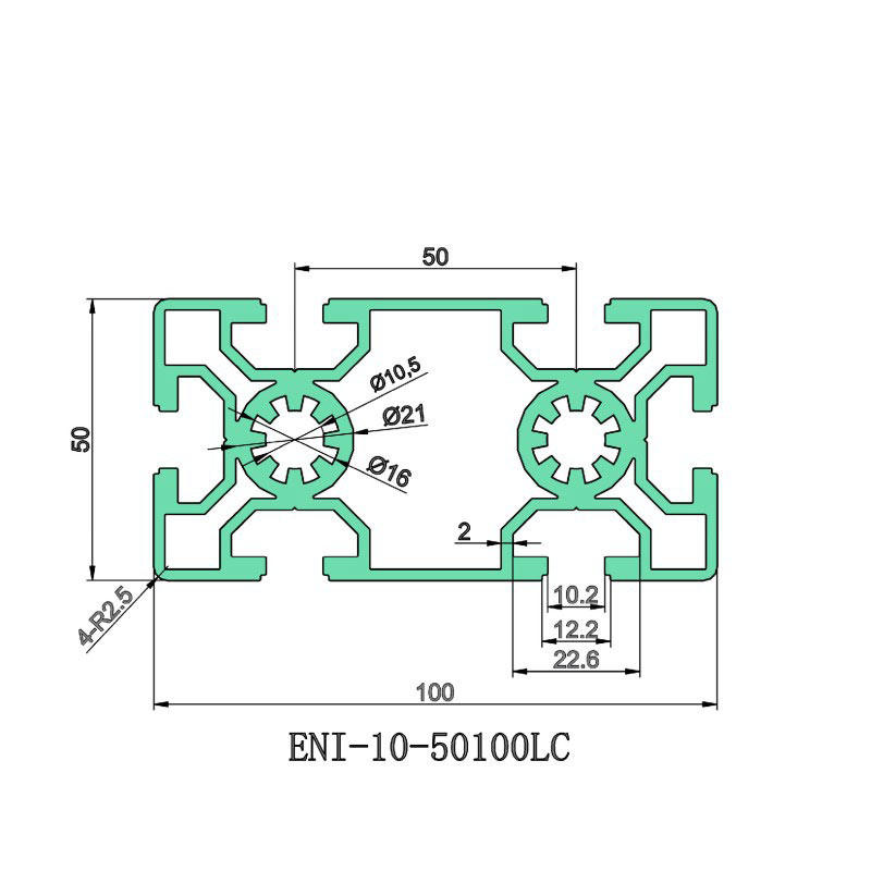 Best T-slot aluminum profile E&I-10-50100LC | Modular industrial aluminum profile | High load-bearing capacity | Precision frame structure Factory, Service
