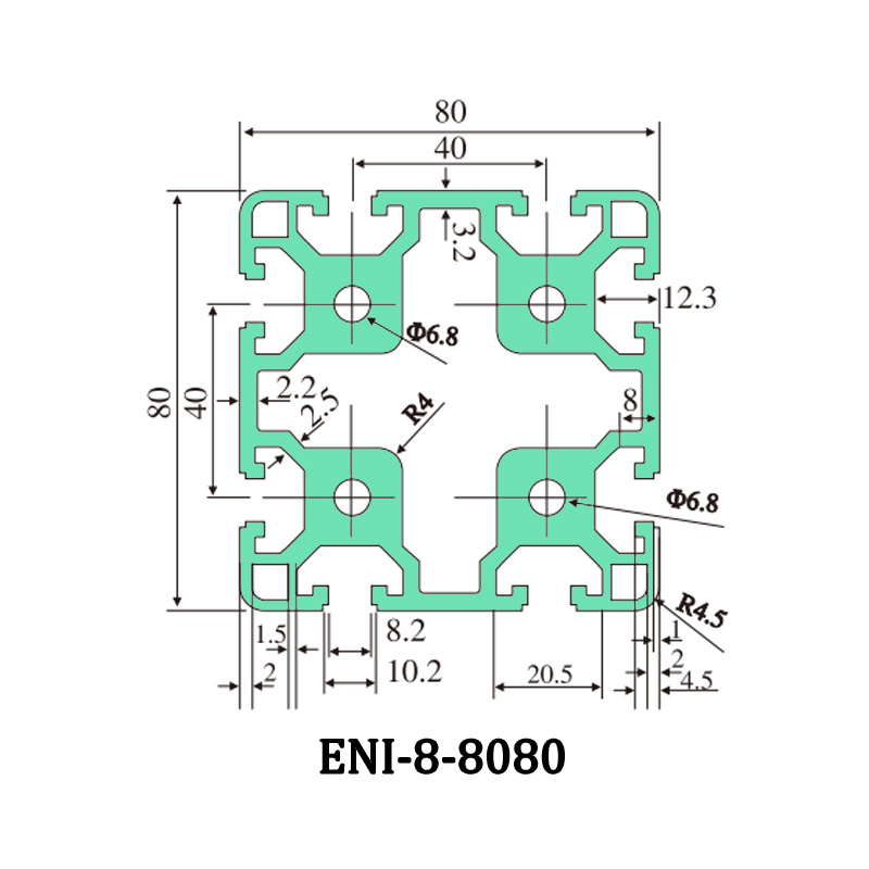 High-Quality ENI-8-8080 aluminum profiles are often used to make machine fences to protect workers from machines. Factory, Product