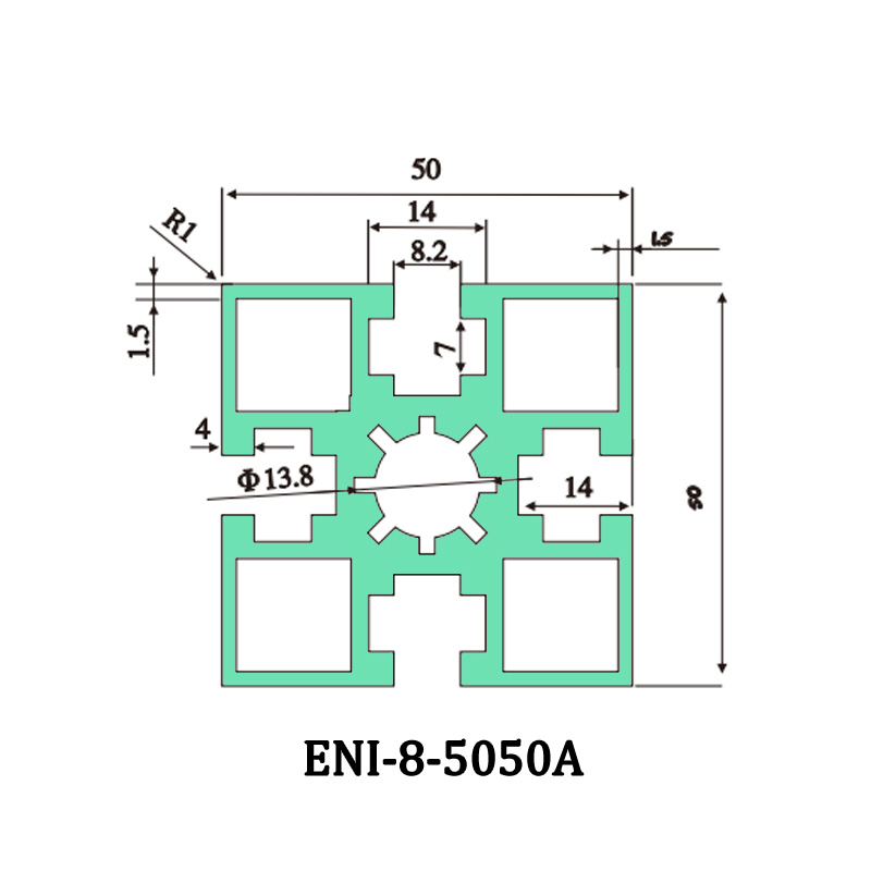 High-Quality ENI-8-5050A aluminum profile, square hole, excellent choice for load-bearing columns Product, Products