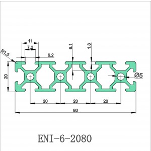 High-Quality Industrial aluminum profile ENI-6-2080 anodized Slot width 6 mm Multi-slot design Lightweight frame Automation table Products, Service