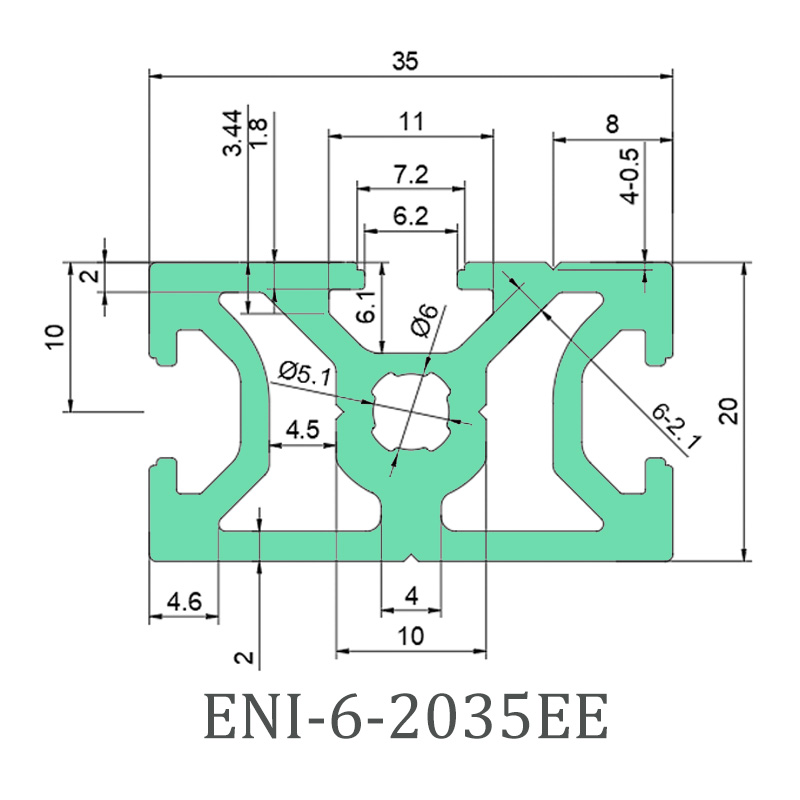 Best ENI-6-2035EE industrial aluminum profile, one side is sealed, can be used for office desks Factory, Service