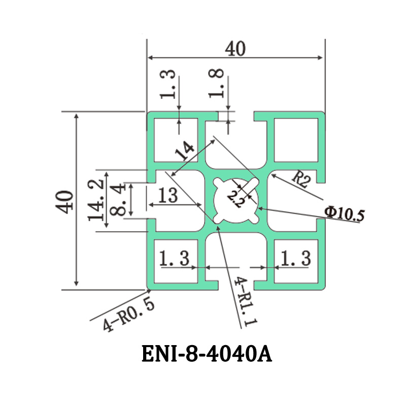 EI ENI-8-4040A aluminum profile, slot width 8mm, size 40mmx40mm, made of high-strength aluminum alloy Factories, Product