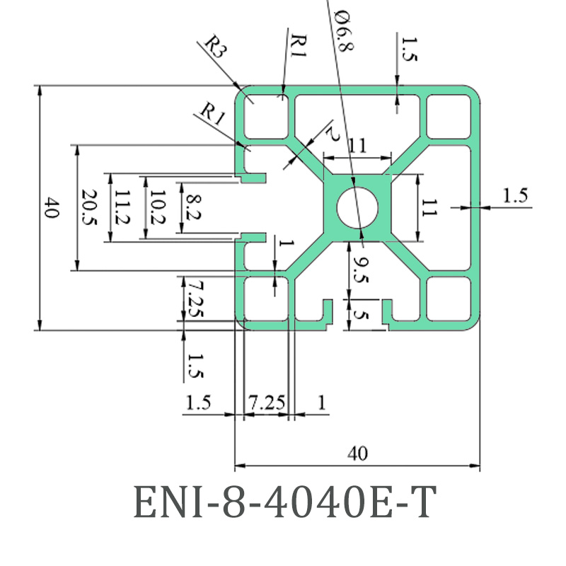 Best Industrial aluminum profile manufacturer, ENI-8-4040E-T profile, slot width 8mm Products, Service
