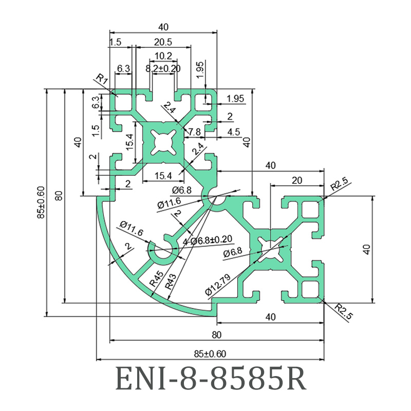 China ENI-8-8585R aluminum profile, special cross-section profile Product, Service