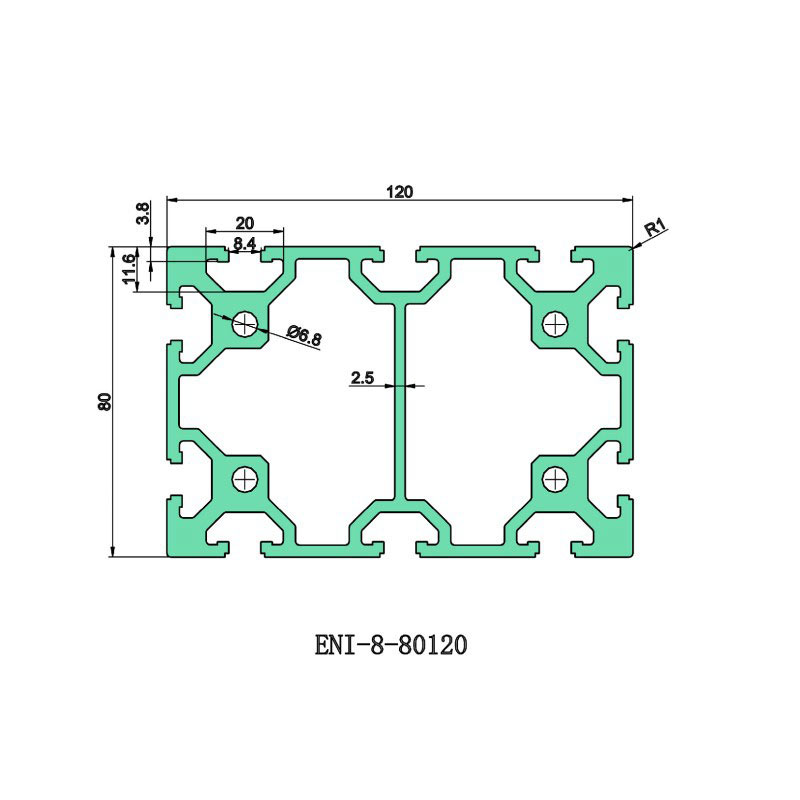 High-Quality T-slot aluminum profile E&I-8-80120 | Long gauge industrial aluminum profile | Equipment frame structure Products, EI