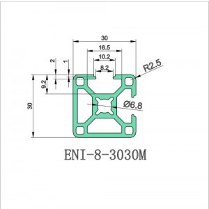 China Industrial Aluminum Profile ENI-8-3030M Anodized High Precision Aluminum Profile Aluminum Materials for Engineering Automation Line Factory, Product