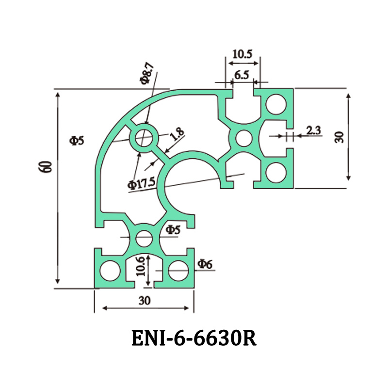 Best Aluminum profile ENI-6-6630R, with arc shape, can be used as the anti-collision surface of fence posts Products, EI