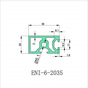 EI Industrial Aluminum Profiles ENI-6-2035 Anodized Machinable Lightweight Aluminum Profiles Assembly Line Windows Factory, EI