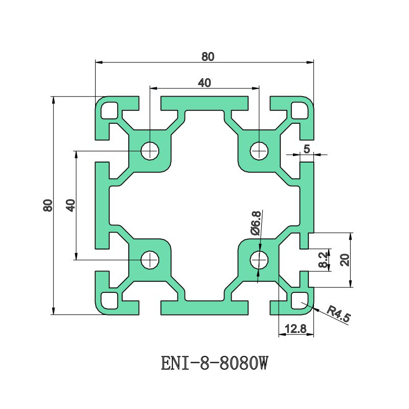 China T-Slot Aluminum Profile E&I-8-8080W | Heavy Duty Structures | Machinery Brackets | Industrial Fencing Service, EI