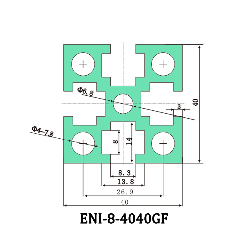 China ENI-8-4040GF aluminum profile, slot width 8mm, suitable for M6/M8 bolts, high cost performance Factories, Products