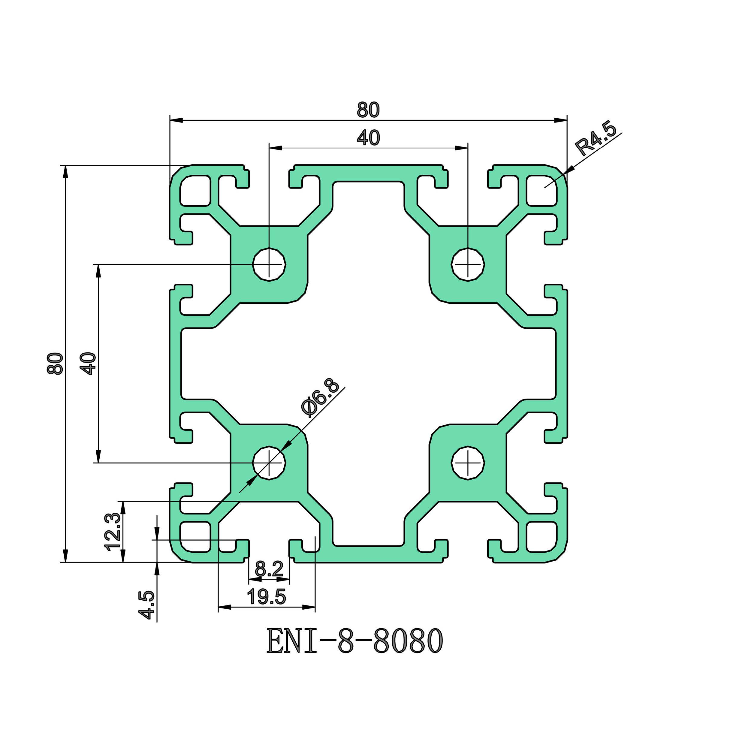 High-Quality  Industrial Aluminum Profile E&I-8-8080 Surface Anodized Heavy duty Structure High Strength Machinable Factories, Product