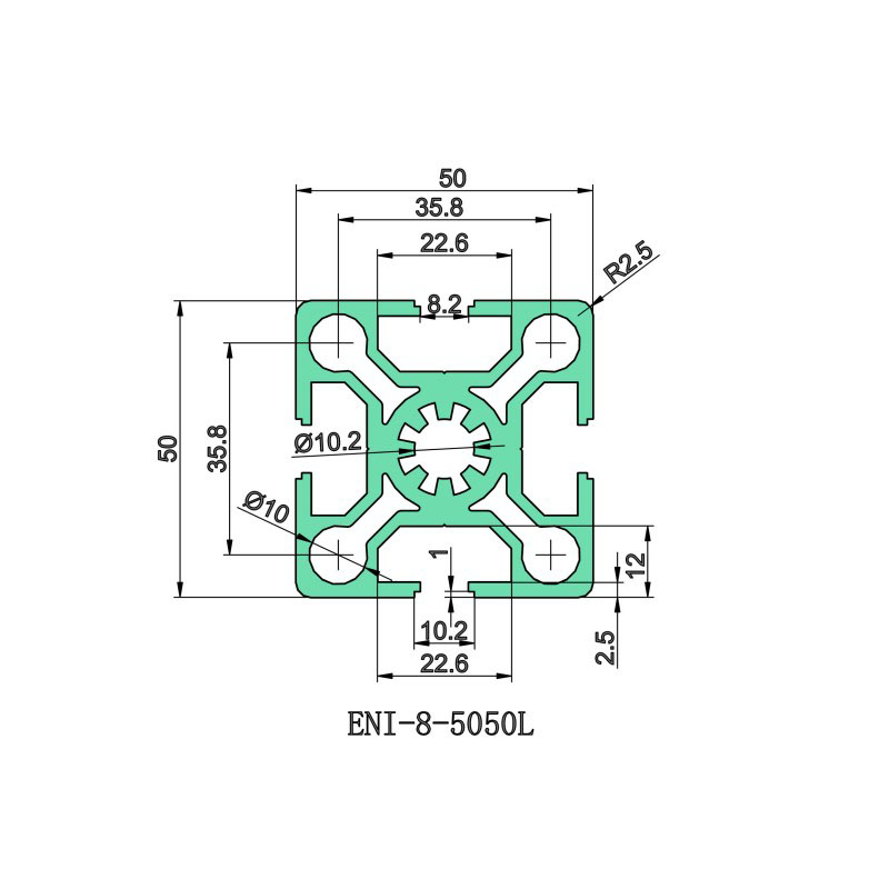 EI T-slot aluminum profile E&I-8-5050L | Lightweight and high strength | Guardrail material | Automation equipment bracket Service, EI