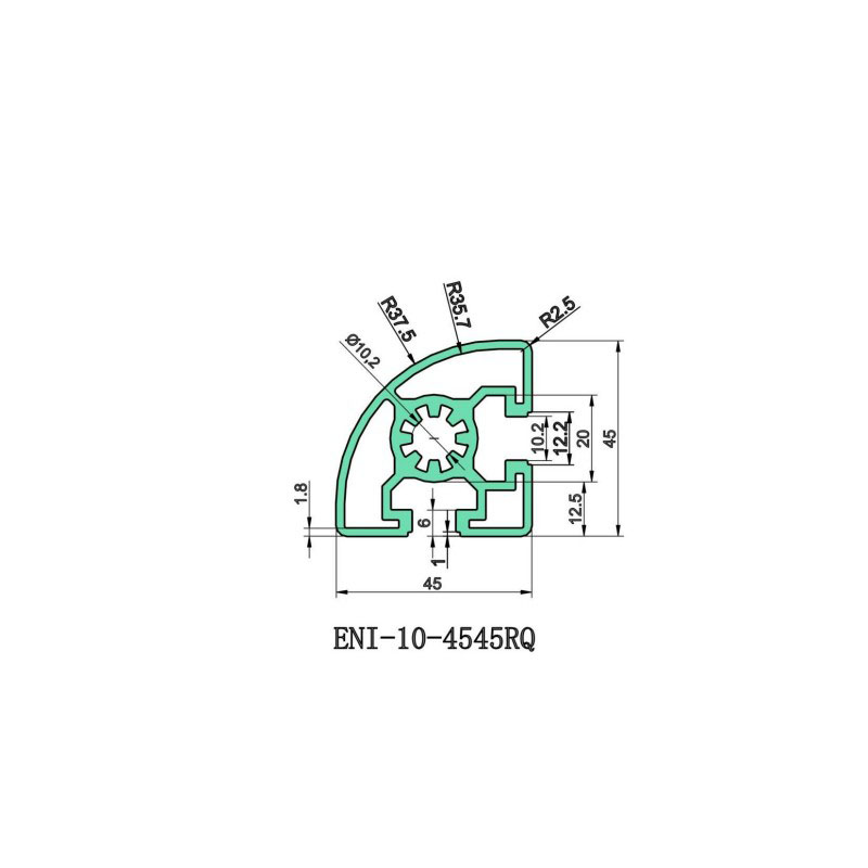 Best T-slot aluminum profile E&I-10-4545RQ | High-strength aluminum | Quarter-circle corner | Automation equipment bracket Factories, Service