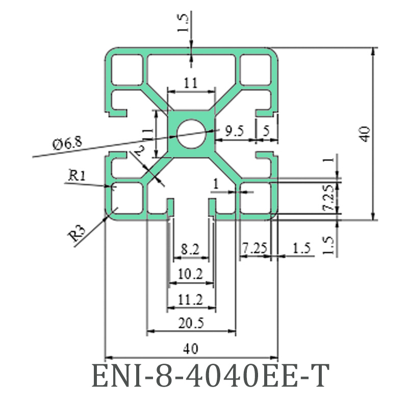 High-Quality ENI-8-4040EE-T aluminum profile, section 40mmx40mm Product, Products