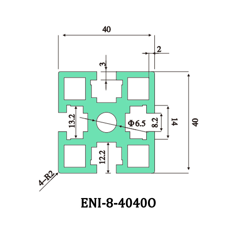 China Aluminum profile ENI-8-4040O, groove width 8mm, cross-sectional size 40mmx40mm, can be used for heavy-duty frames Factories, Products